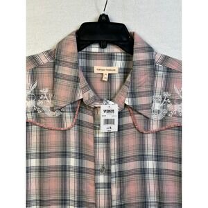 Vintage Threads Womens Pink Plaid Western Embroidered Shirt XL Q2U075TSC